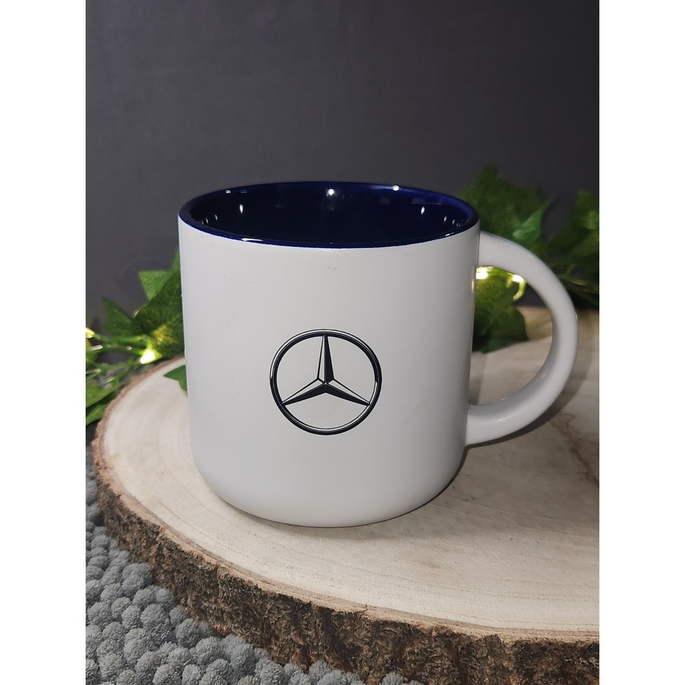 Mercedes Benz Blue & White Ceramic Mug Automotive Car Enthusiast Coffee Cup